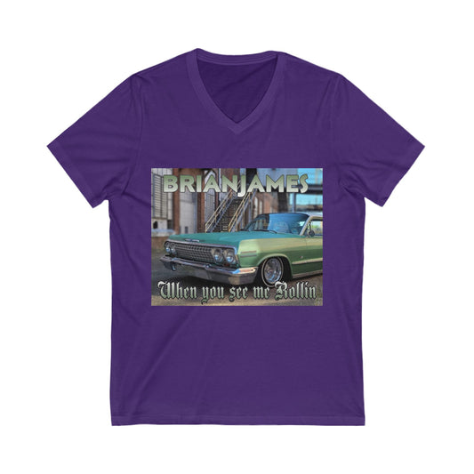 Classic Car Enthusiast V-Neck Tee - Perfect for Car Lovers, Gift for Birthdays, Casual Wear, Summer Outings, Automotive Events